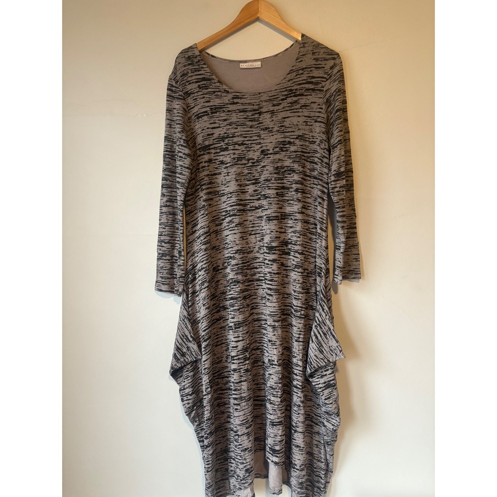 Bryn Walker Grey Space Dye Lantern Dress Long Sleeve‎ Asymmetrical Size Medium - Picture 3 of 6
